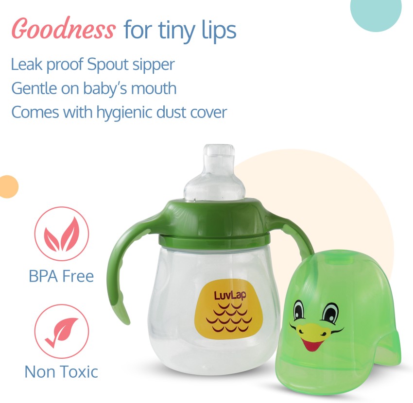 Luvlap Giffy Sipper for Infant/Toddler 300ML, Anti-Spill Sippy Cup, 18M+  (Green)