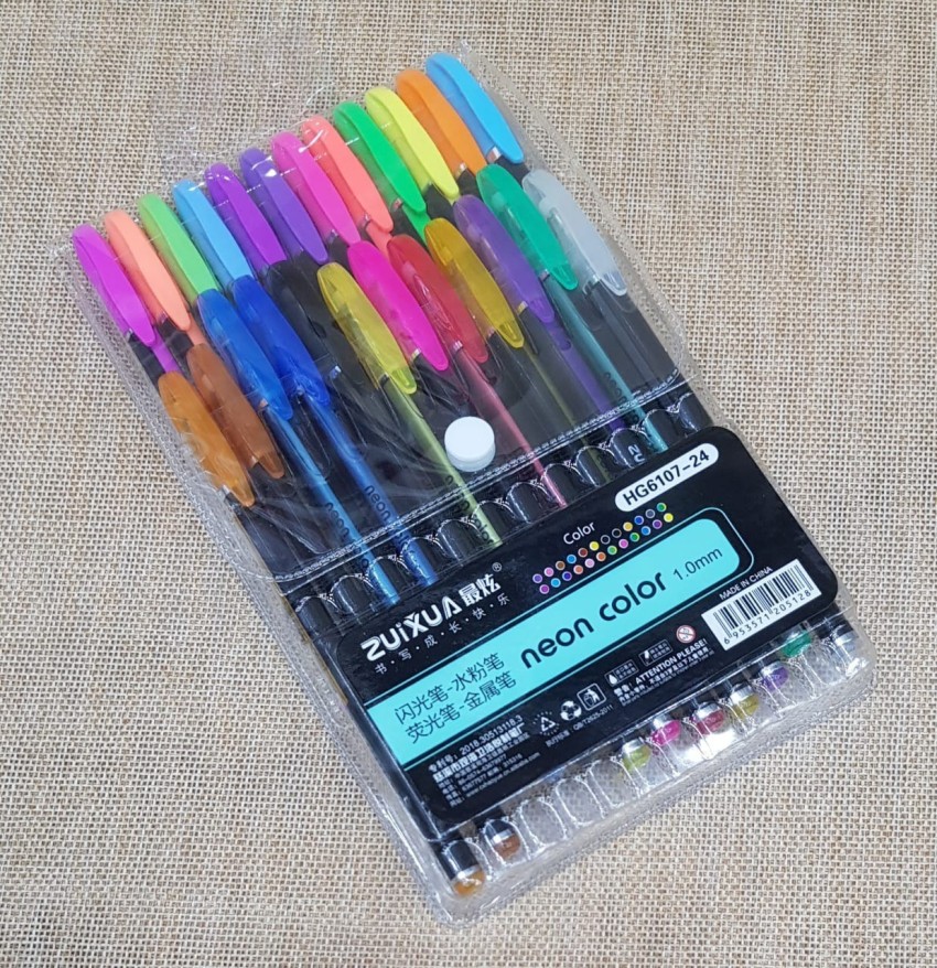 AmigozZ 12 PCs Metallic Pen Neon Color 10 mm Superfine Tip Nib Sketch Pen  Multicolorfor