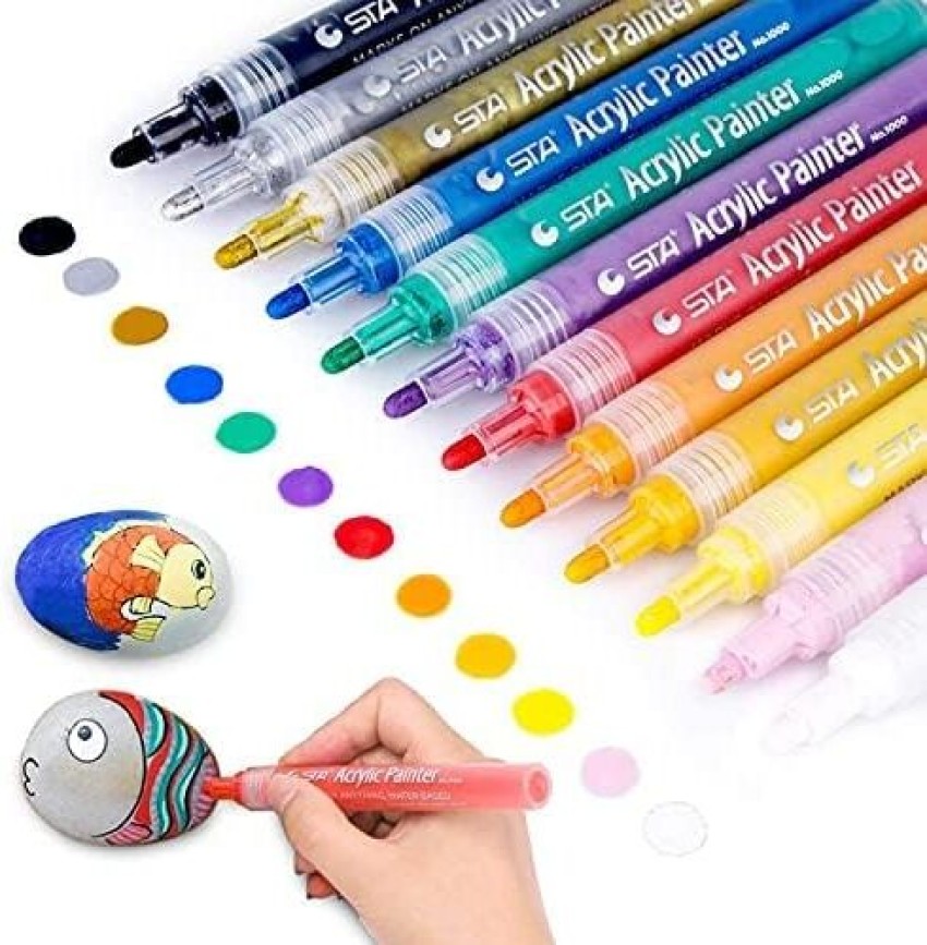MILLENSIUM Acrylic Marker Pen tip Nib Sketch Pens with Washable Ink 