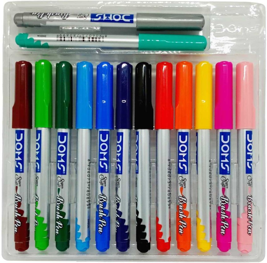 Doms Super Soft Tip Pastel Shades Brush Pen Set of 12+1 Best Fast Free  Shipping