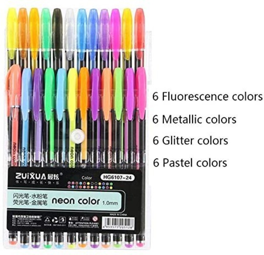 multicolor Plastic SUPER TOY Neon Color Gel Pen Set 48 Pcs For Sketching  Painting Drawing Packaging Type Gift Pack