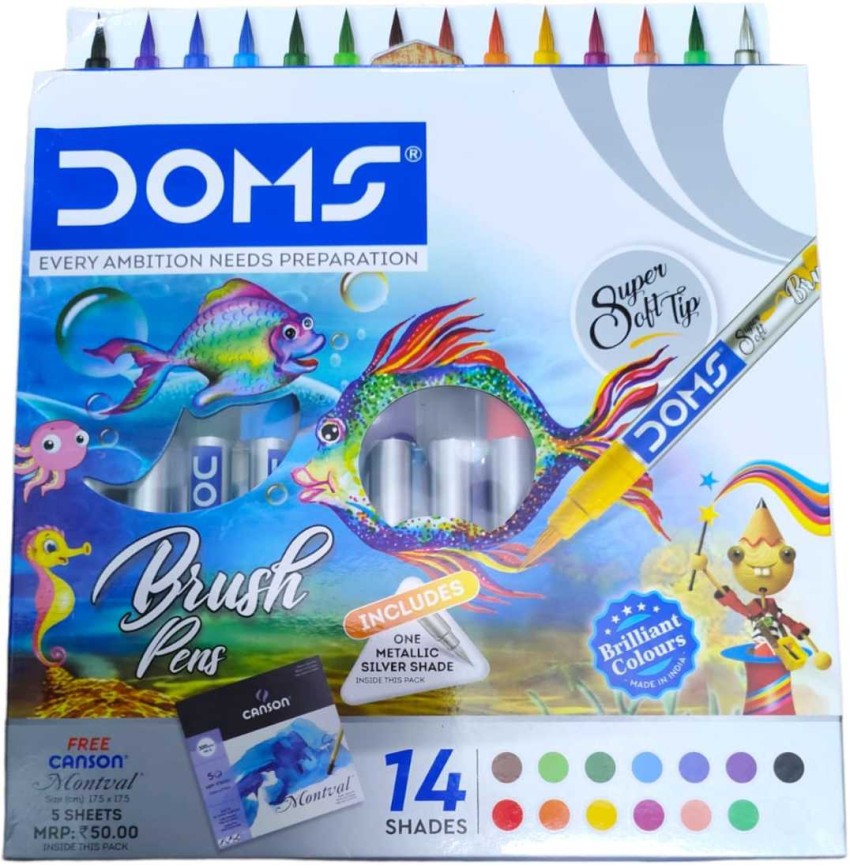 DOMS 14 Shades Brush Pen Box Pack  Super Soft Tip With Brilliant