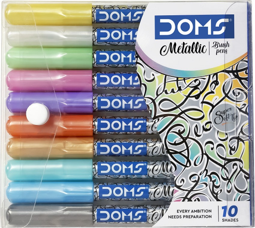 DOMS Metallist Series Metallic Brush Pen (10 Assorted Shades