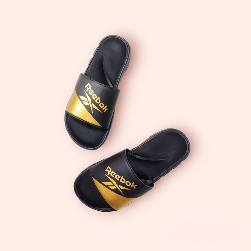 Reebok black slides new arrivals