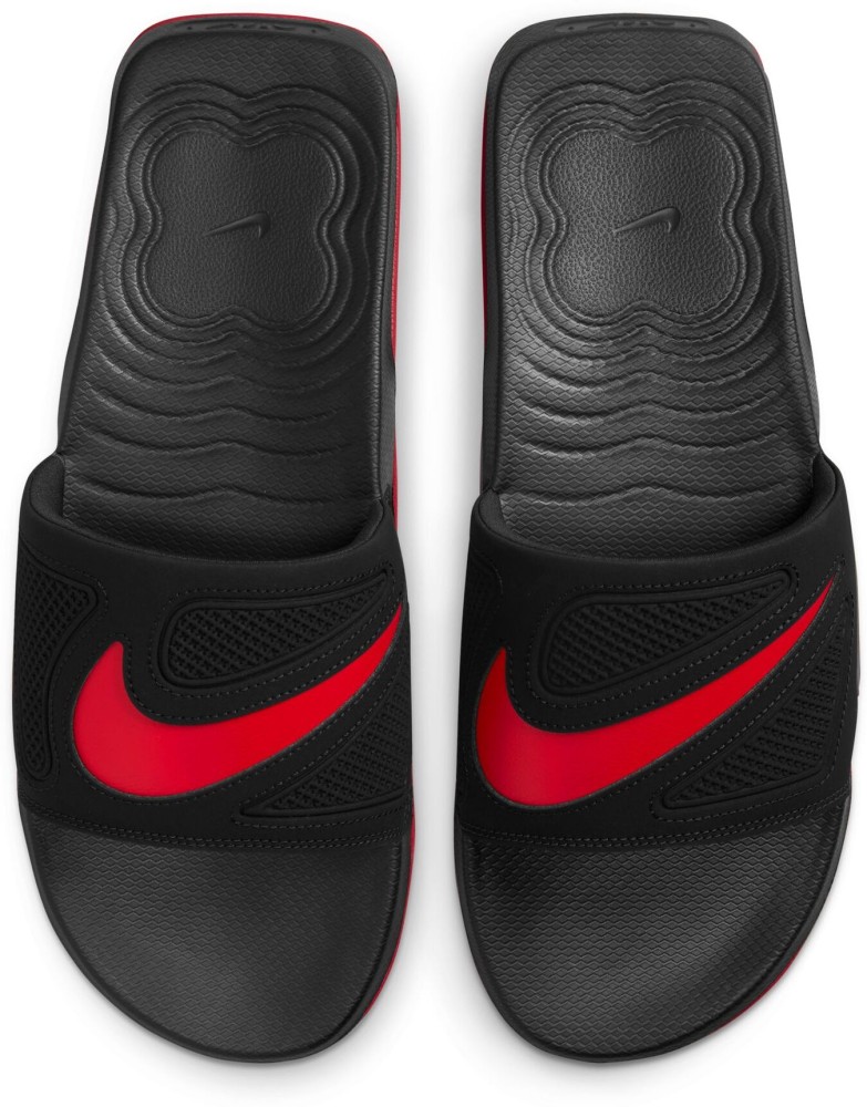 Nike slides best sale black red