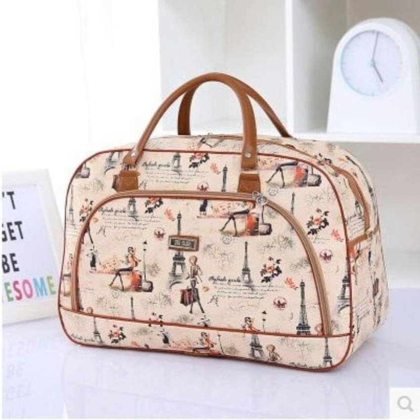 HANDCUFFS Duffle Bags for Travel PU Leather Large Travel Duffels Bag  (Beige) Small Travel Bag - Price in India, Reviews, Ratings &  Specifications