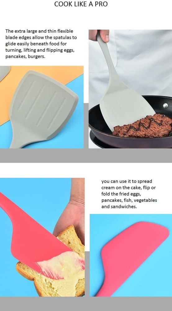 Flexible Extra Wide Pancake Spatula Silicone Turner Nonstick Cookware