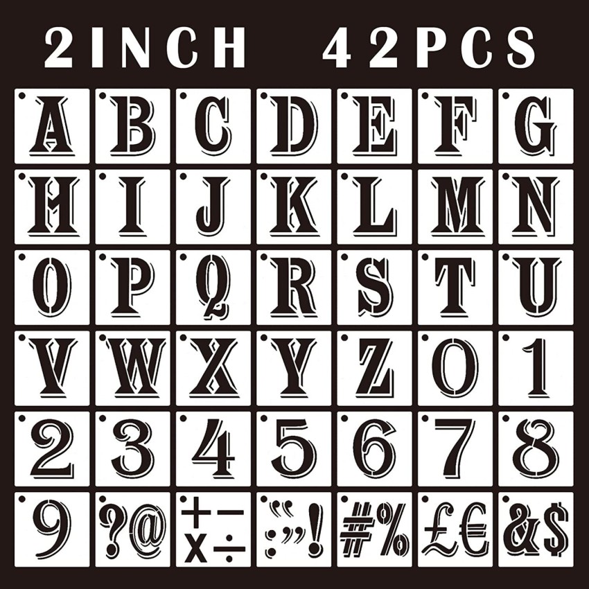 Buy 42pcs Letter Stencils, 2 Inch Reusable Plastic Letter Number Template  Symbol Numbers Craft Stencils Online in India 