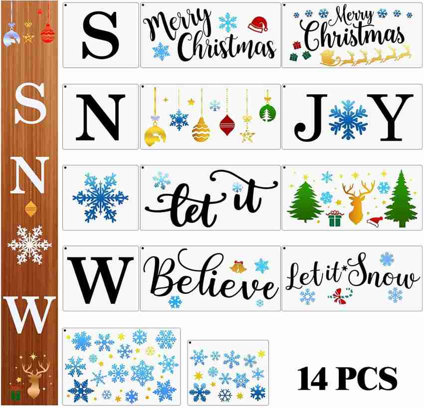 Christmas Stencils for Painting on Wood Reusable, 36 pcs, Large Christmas  Stencils Kit: Believe, Let it