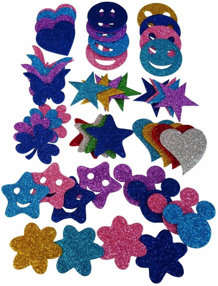 RJV Global Multicolors Star Shaped Glitter Sticker Foam Self Adhesive  Stickers for Art and Craft Price in India - Buy RJV Global Multicolors Star  Shaped Glitter Sticker Foam Self Adhesive Stickers for