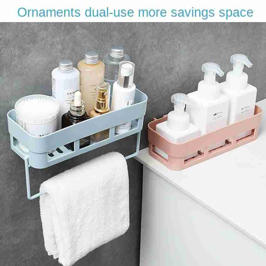 Bathroom Double Shelves Wall Mounted Self Adhesive Kitchen