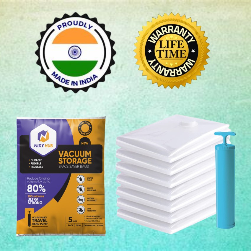 NiXY HUB Thickest 100 Micron 3*XL (70*100)3 Jumbo(80*100)3 Maha  Jumbo(80*120)Hand Pump High Volume Storage Vacuum Bags Price in India - Buy  NiXY HUB Thickest 100 Micron 3*XL (70*100)3 Jumbo(80*100)3 Maha  Jumbo(80*120)Hand Pump