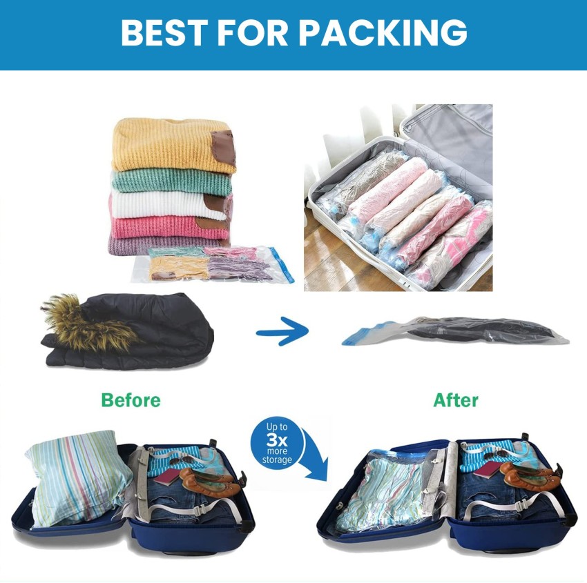 12x Compression Bags for Travel Space Saver Vacuum Storage Bag Storage Bag  Travel Essentials Backpacking for