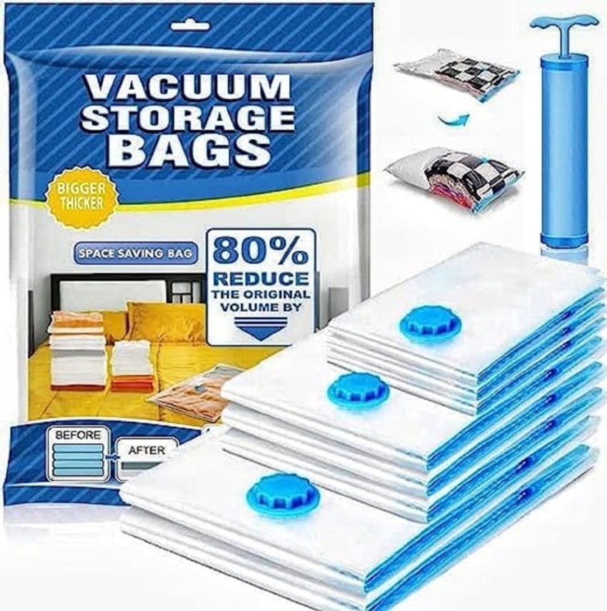 WHOLESALE BAY Vacuum Bags without hand pump Premium Reusable Space Saver  Vacuum Plastic Storage Bag for Clothes Blankets  Home  Travel   Compression Sealer Bags for ClothesClear 50 X 60 CM pack of 4 