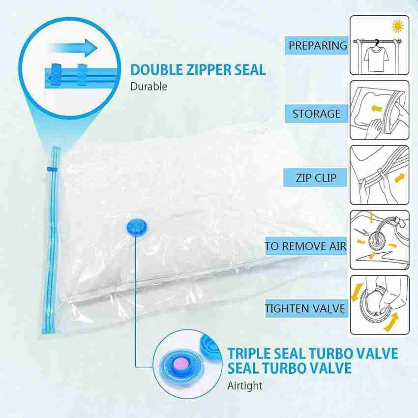 Spacesaver Premium *Small* Vacuum Storage Bags (Works with Any Vacuum  Cleaner + Free Hand-Pump for Travel!) Double-Zip Seal and Triple Seal  Turbo-Valve for 80% More Compression! (6 Pack) 