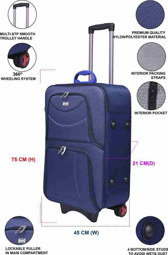 CITY BAG Medium Cabin Luggage bag (61cm)Trolley bag Two Wheel And Number  Lock Expandable Cabin & Check-in Set - 24 inch BLUE - Price in India