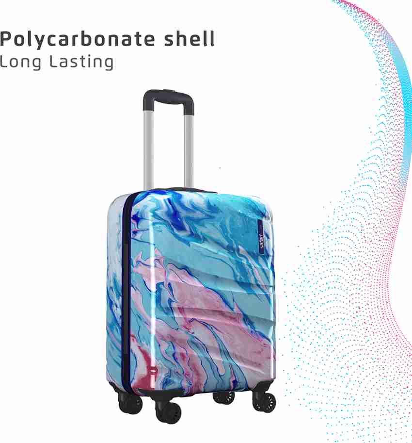 Buy Safari Hue 8 Wheels 55 Cms Small Cabin Trolley Bag Hard Case  Polycarbonate 360 Degree Wheeling System Luggage, Trolley Bags for Travel,  Suitcase for Travel, Multicolour at