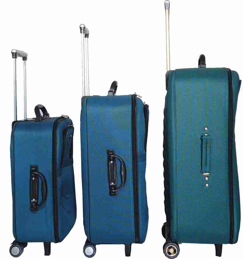 STUNNERZ, 20+24+28 inch, Combo Set, Trolley Bag Travel Bag Suitcase, 51cm+  61cm +71cm, (Pack of 3 ), Samll ,Medium ,& Large, Peacock, Cabin & Check-in  Set - 28 inch Peacock - Price in India