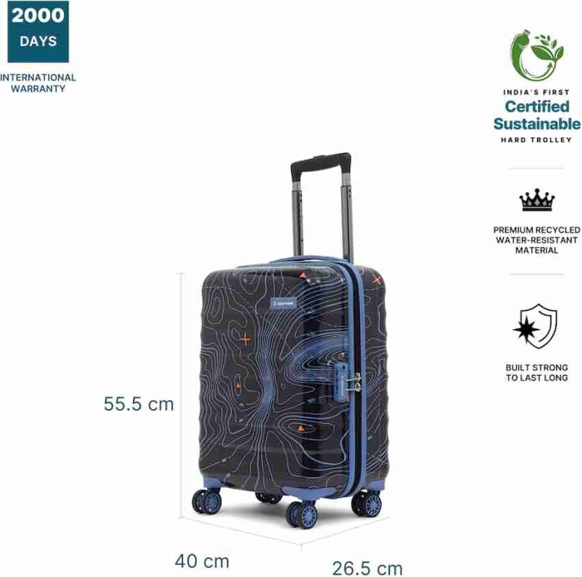 Buy Uppercase Topo Blue Printed Soft Small Luggage Cabin Trolley