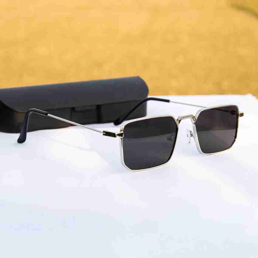 Men's Retro Metal Square Sunglasses Uv Protection With Plastic