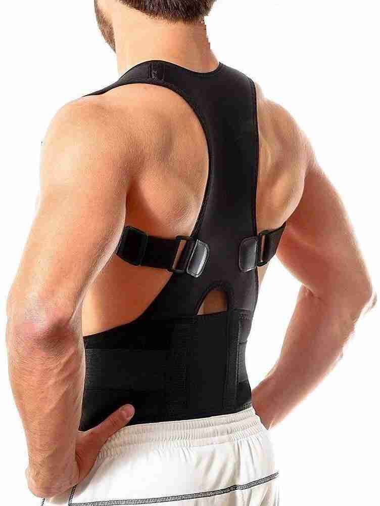 Wellco Large Back Brace Lumbar Support Shoulder Posture Corrector for Women/Men Back Pain Relief, Black