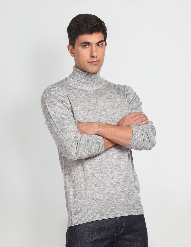 Arrow Sport Solid High Neck Casual Men Grey Sweater - Buy Arrow Sport Solid High  Neck Casual Men Grey Sweater Online at Best Prices in India | Flipkart.com