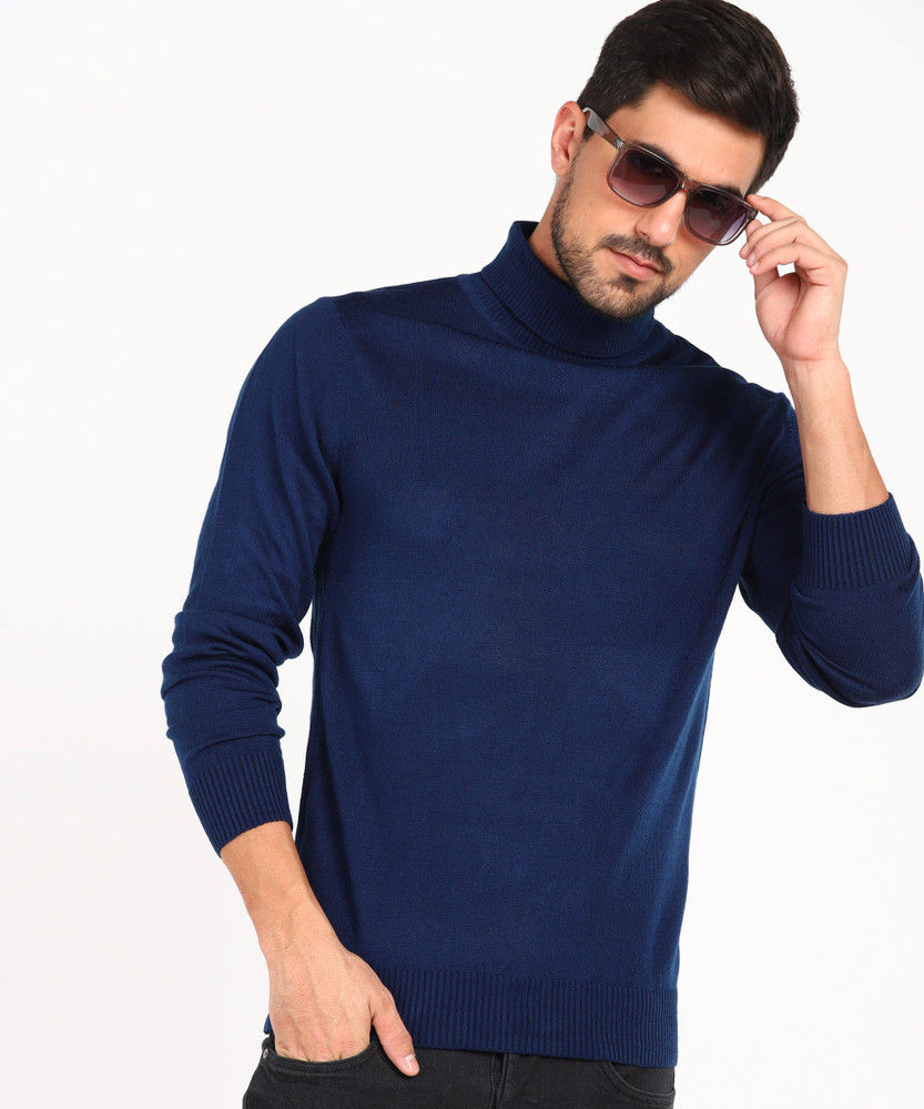 NUMERO UNO Solid High Neck Casual Men Blue Sweater - Buy NUMERO UNO Solid High  Neck Casual Men Blue Sweater Online at Best Prices in India | Flipkart.com