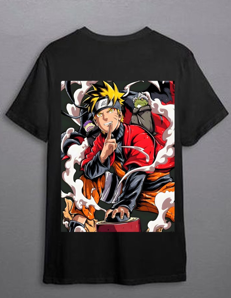 Buy BLISSINK Naruto Anime Front And Back Printed Black Cotton