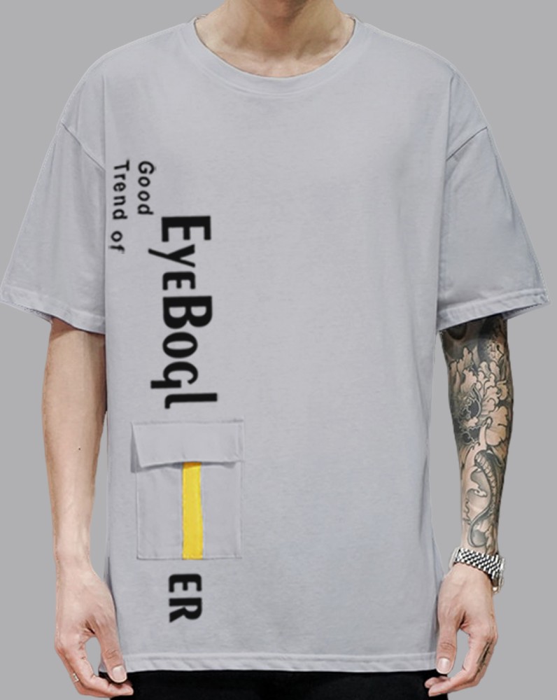 EyeBogler Printed, Typography Men Round Neck Black T-Shirt - Buy