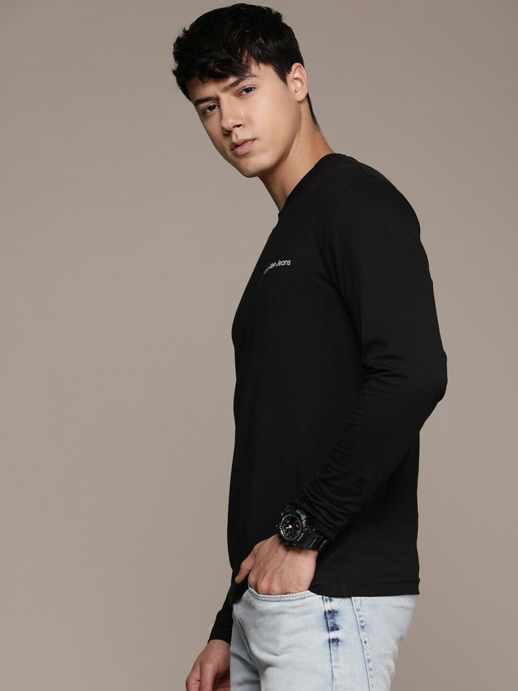 Calvin Klein Jeans Solid Men Crew Neck Black T-Shirt - Buy Calvin Klein  Jeans Solid Men Crew Neck Black T-Shirt Online at Best Prices in India