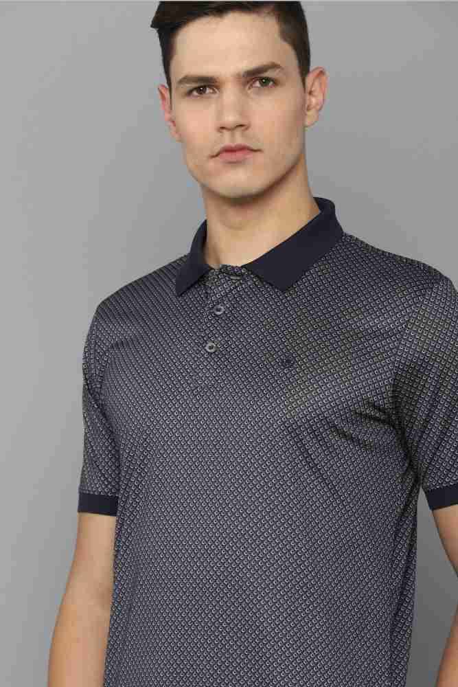 Louis Philippe Grey Cotton Regular Fit Printed Polo T-Shirt