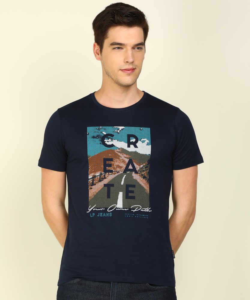 LOUIS PHILIPPE Solid Men Round Neck Blue T-Shirt - Buy LOUIS PHILIPPE Solid  Men Round Neck Blue T-Shirt Online at Best Prices in India