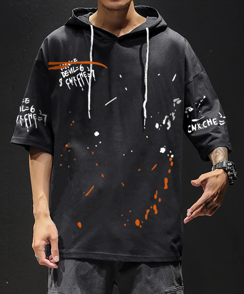 EyeBogler Printed Men Hooded Neck Grey T-Shirt - Buy EyeBogler Printed Men  Hooded Neck Grey T-Shirt Online at Best Prices in India | Flipkart.com