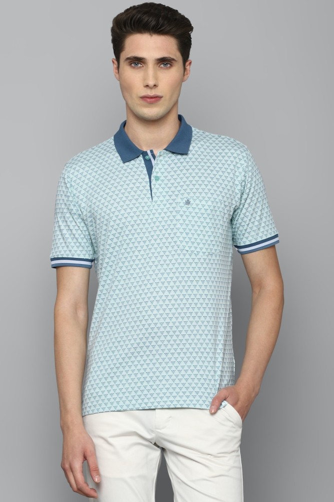 Buy Louis Philippe Men Blue Solid Polo Collar T Shirt - Tshirts