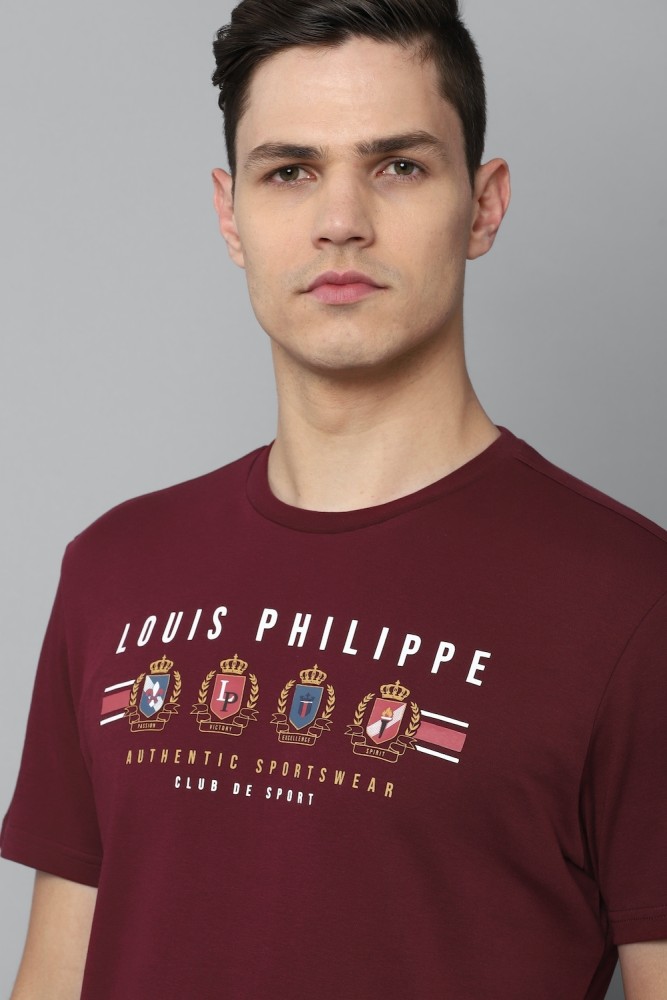 Louis Philippe cotton maroon plain polo t shirt - G3-MTS16309