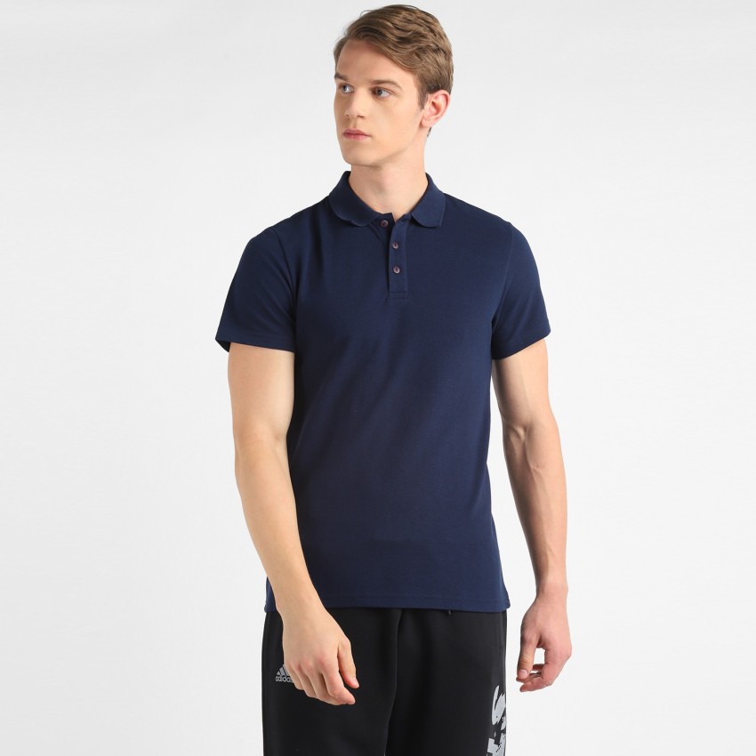 ADIDAS Solid Men Polo Neck Blue T-Shirt - Buy ADIDAS Solid Men Polo Neck Blue T-Shirt at Best Prices in India | Flipkart.com