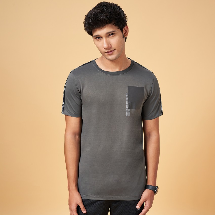 Ajile By Pantaloons Solid Men Round Neck Grey T-Shirt - Buy Ajile By  Pantaloons Solid Men Round Neck Grey T-Shirt Online at Best Prices in India