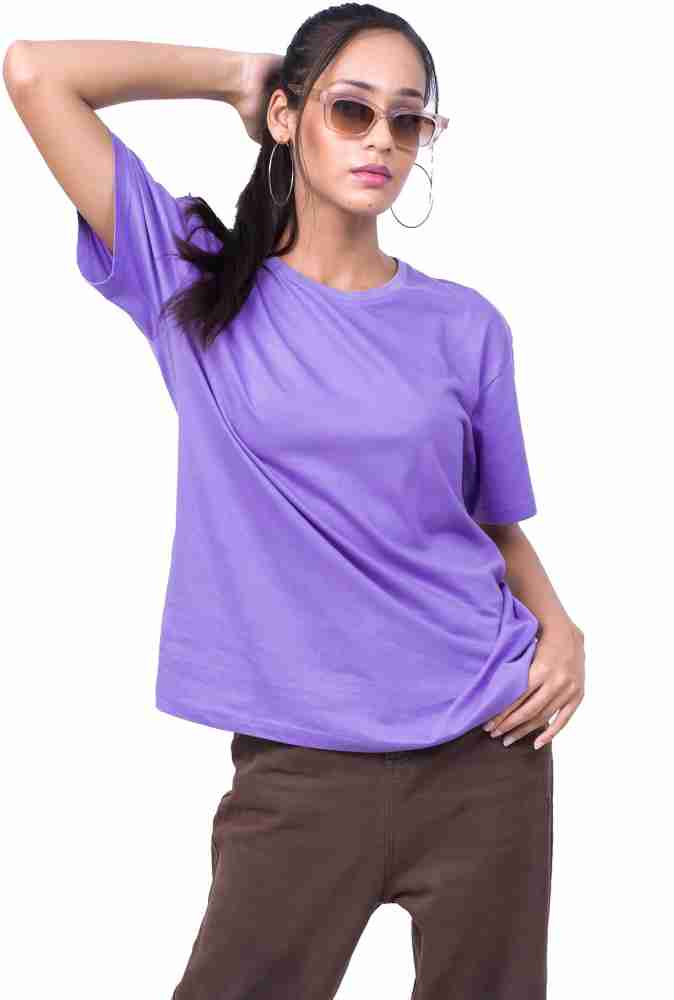 Slayink Printed Women Round Neck Purple T-Shirt - Buy Slayink