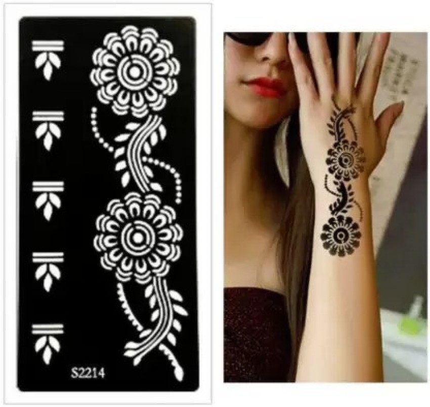 Buy Apcute Henna Tattoo Kit Set of  2 Piece  Henna Tattoo stencil for  Women Girls and kids Easy to use in just 4 steps Premium Design Collection   Design No 