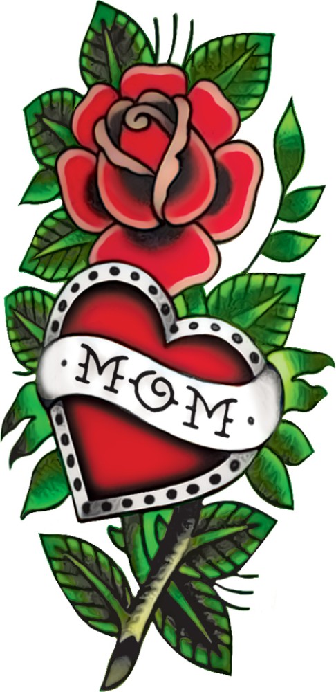 Premium Vector  Mom letter with rose old school tattoo