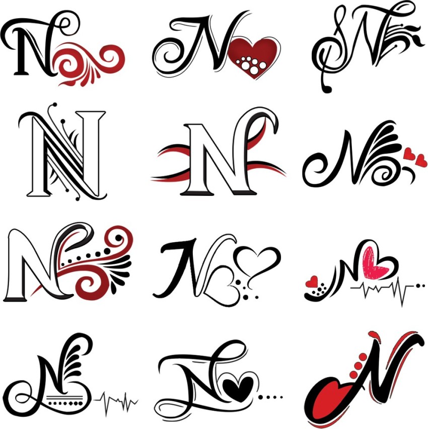 N Letter Tattoo with heart and music simble  YouTube