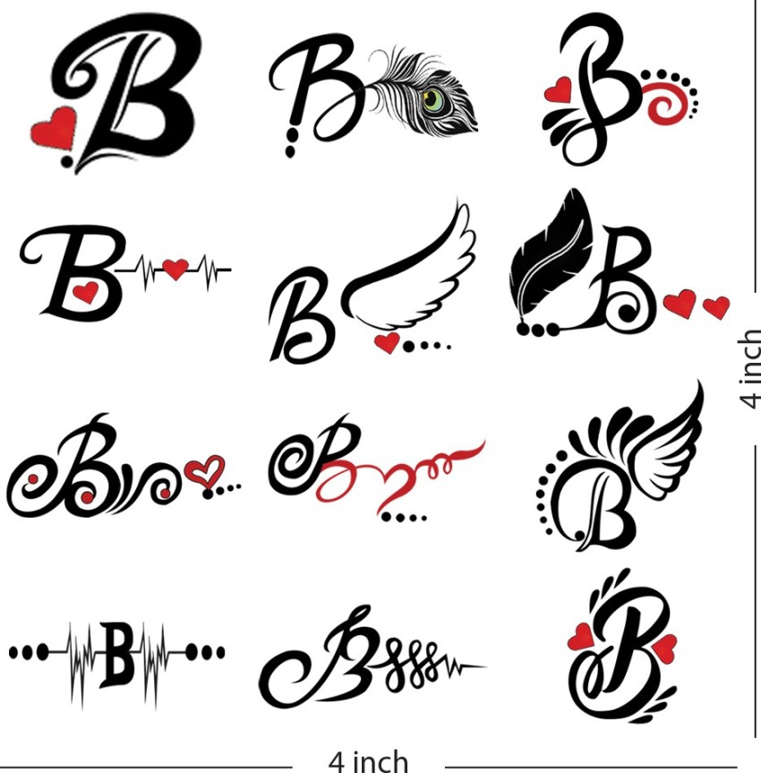 Letter B tattoo located on the wrist