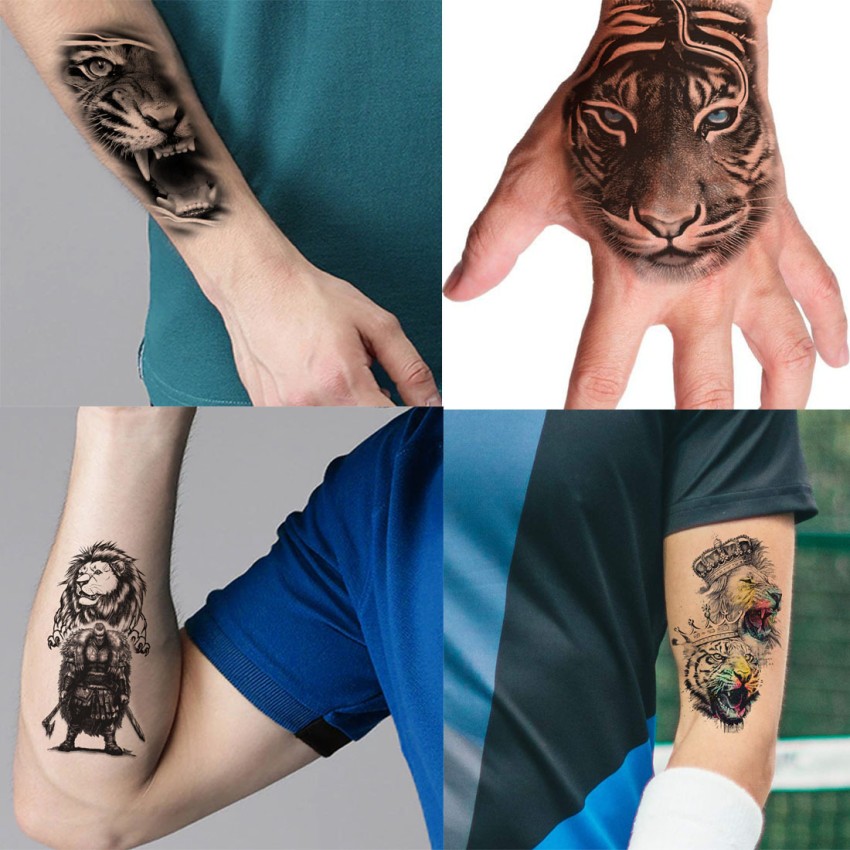 Tiger with Blue Eye Tattoo Waterproof Animal For Men and Women Temporary  Body Tattoo