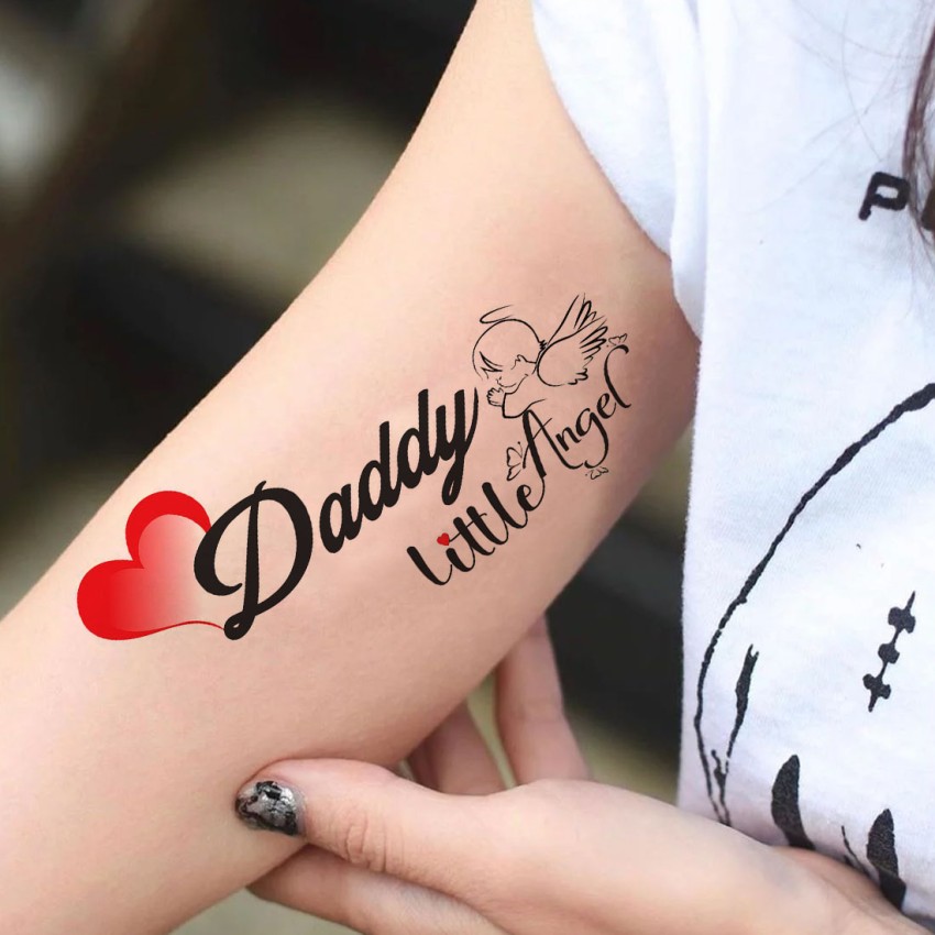 Daddy Little Angle Tattoo Heart Waterproof Men and Women Temporary Body  Tattoo