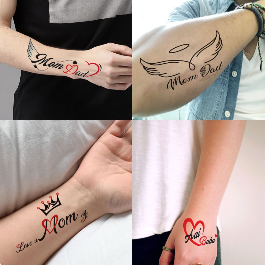 Komstec Wrist tattoo Mom Dad infinity Designs Pack of 4 Temporary Tattoo  Sticker For Men and Woman Temporary body Tattoo 2x4 Inch