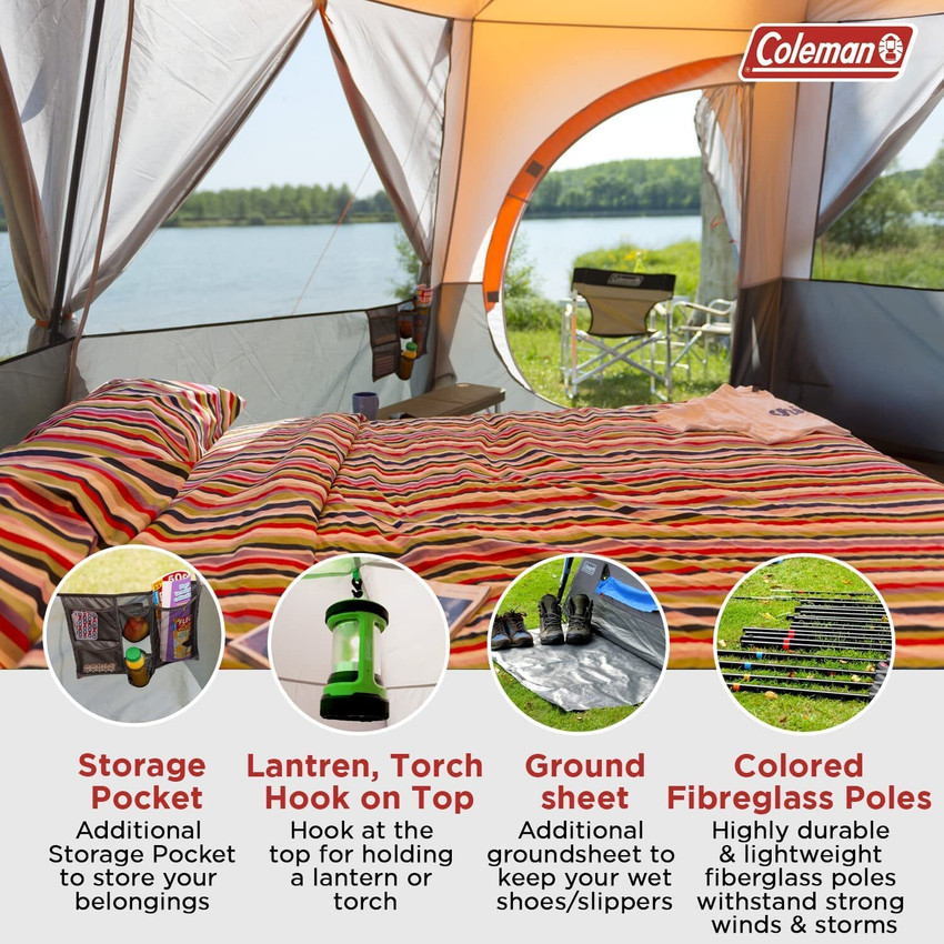 COLEMAN Cortes Octagon 8 Family with Wheeled Carry Bag Tent For