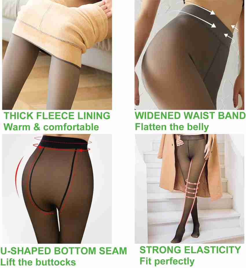 Women's Fleece Tights Ladies Leggings Fake Translucent Pantyhose