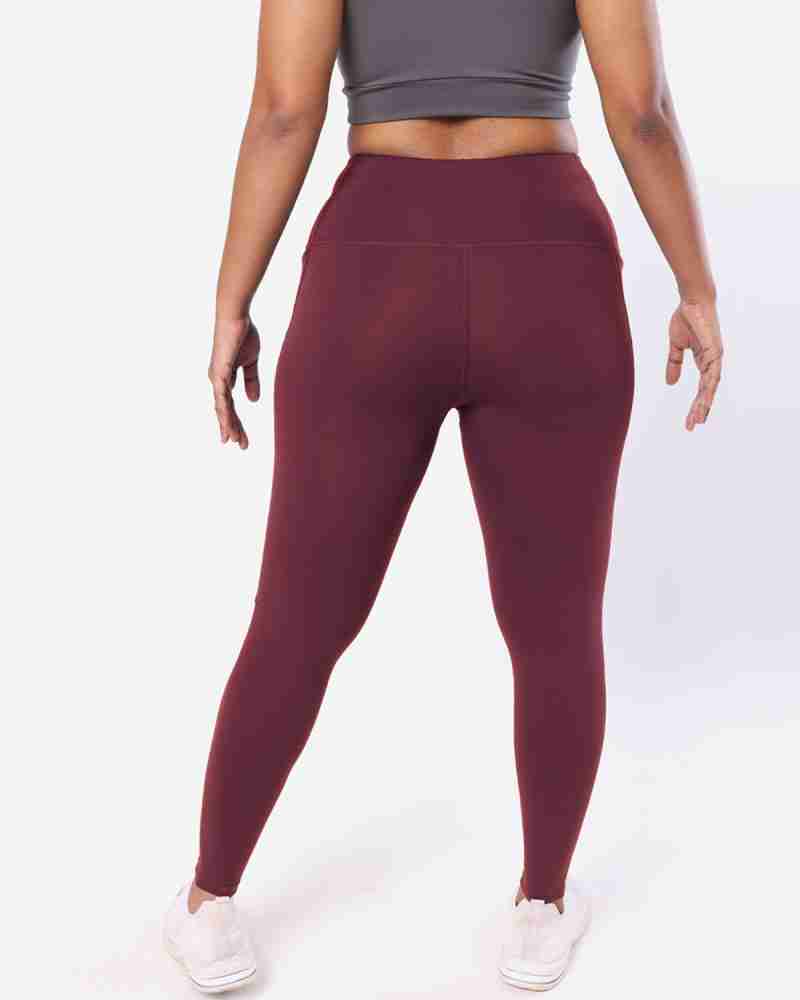 Buy Blissclub Women Burgundy The Ultimate Leggings with 4 pockets and  perfect ankle length online