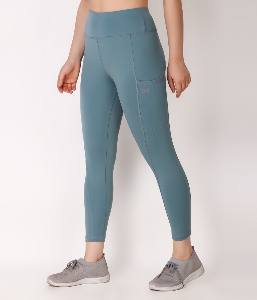 GRIP-X Solid Women Light Blue Tights - Buy GRIP-X Solid Women Light Blue Tights  Online at Best Prices in India