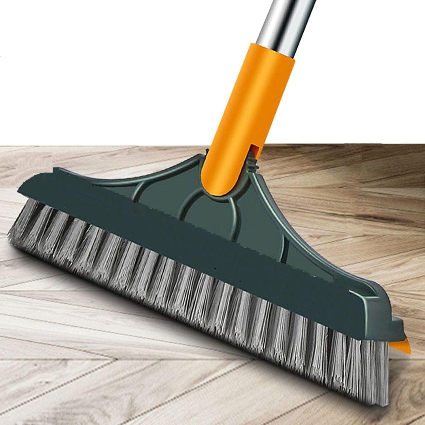 2 in 1 Floor Scrub Brush with Squeegee, Floor Brush Scrubber with